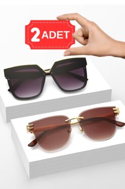 Zzla 2Li Kadın Siyah Kahverengi Fırsat Seti Güneş Gözlüğü
