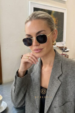 Eyesofia Valery Gold Siyah Metal Beşgen Unısex Güneş Gözlüğü