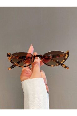 LOOKUP NEW Oval 50 Ekartman Vintage Yeni Sezon Uv400 Kahverengi Leopar Cat Eye Kemik Gold Güneş Gözlüğü