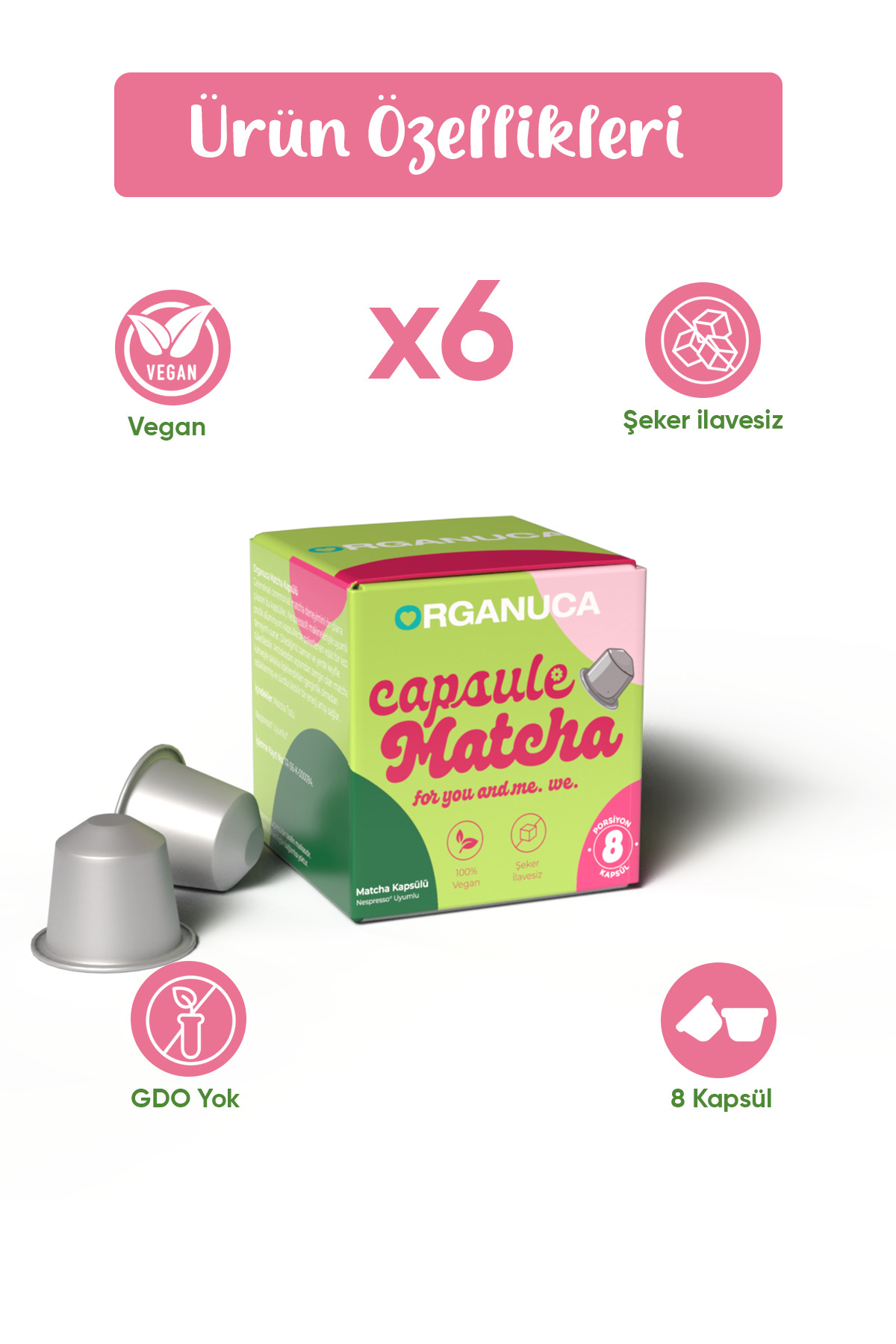Organuca Matcha Matcha - Matcha Kapsül 8 Kapsül 6'lı Paket