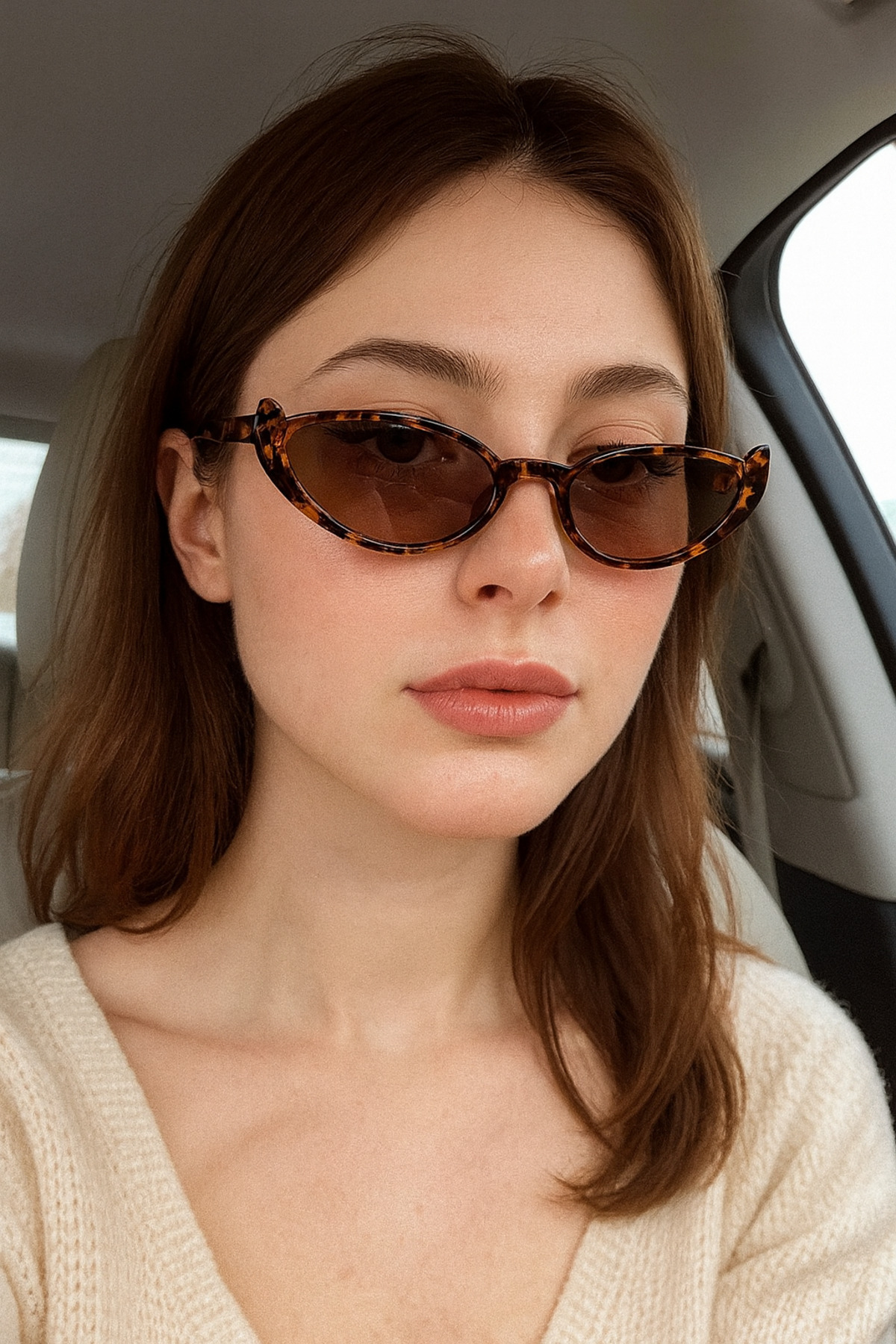 LOOKUP NEW Oval 50 Ekartman Vintage Yeni Sezon Uv400 Kahverengi Leopar Cat Eye Kemik Gold Güneş Gözlüğü - Görsel 2