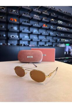 Bubbleatelier Kahverengi degrade gold detay güneş gözlüğü