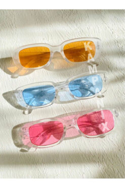 KAMPANİX 3'lü Set Yeni Sezon Yeni Fırsat Pembe Turuncu Mavi Camlı Unısex Güneş Gözlük Seti