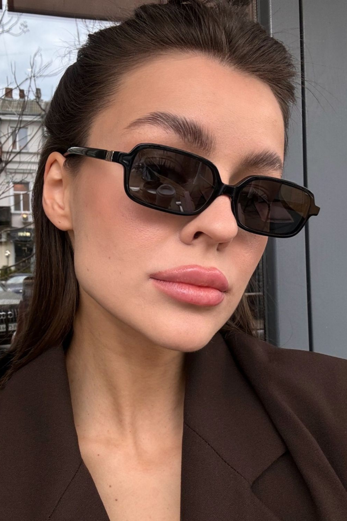 Eyesofia Oblamow Dikdörtgen Unisex Leopar Güneş Gözlük