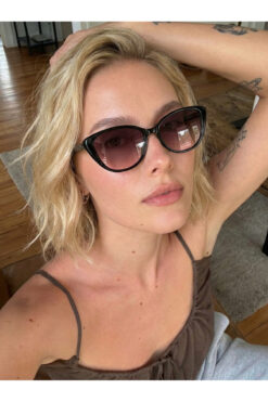 funeyes Diana Siyah Vişne Degrade Cat Eye Güneş Gözlüğü İnce Slim Çerçeveli