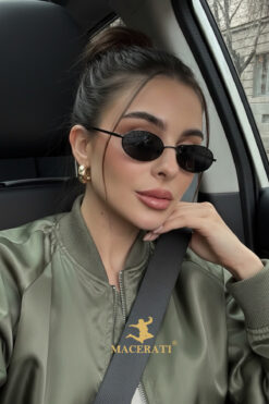 MACERATİ Naida Elips Unisex Siyah Oval Çerçeve Güneş Gözlüğü