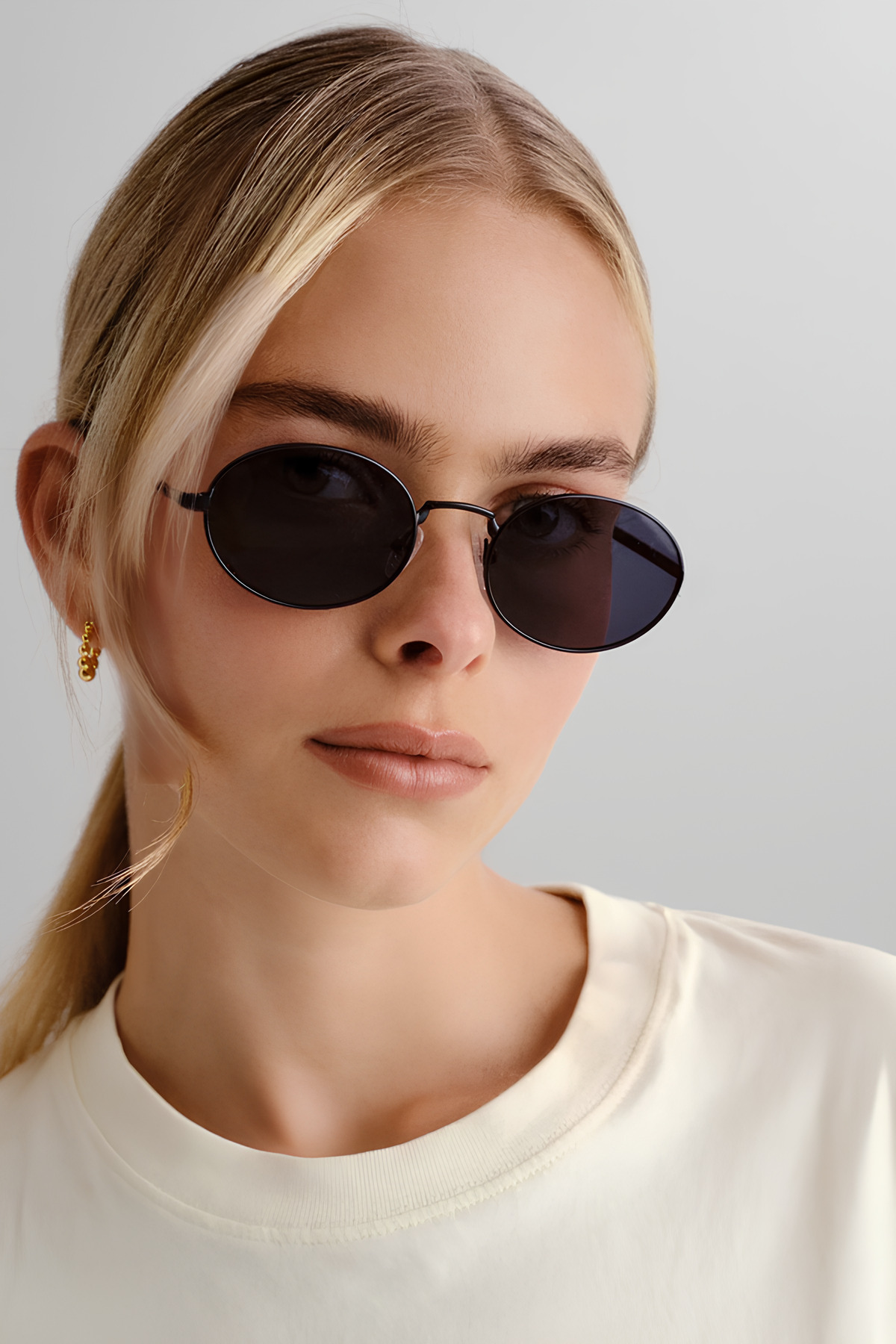 MACERATİ Naida Elips Unisex Siyah Oval Çerçeve Güneş Gözlüğü - Görsel 2