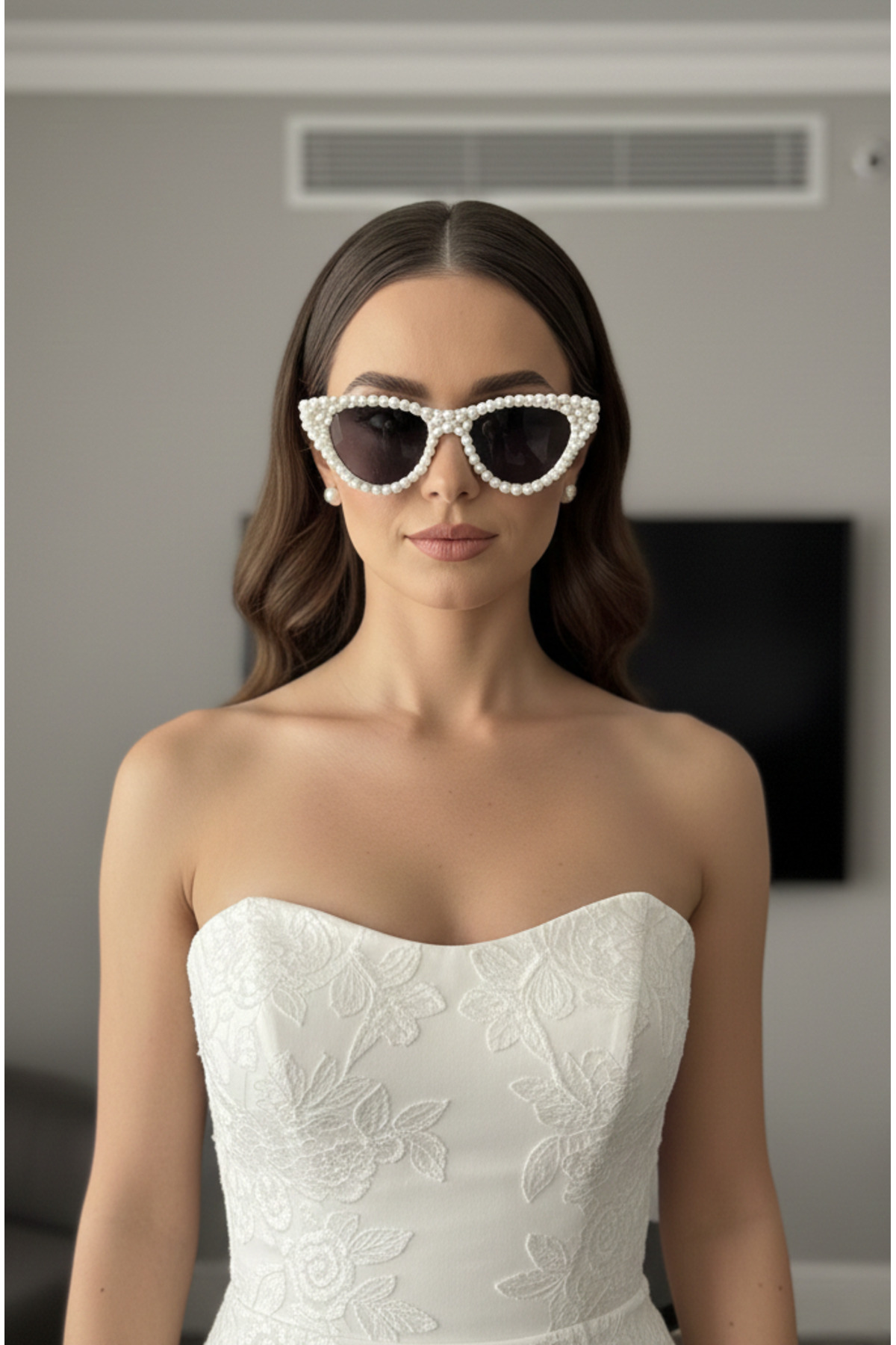 Happyline 2 Adet Party Gözlük Parti Gözlüğü Cat Eye İncili Bride Gözlük Çift Güneş Gözlüğü Damat Gözlük - Görsel 3