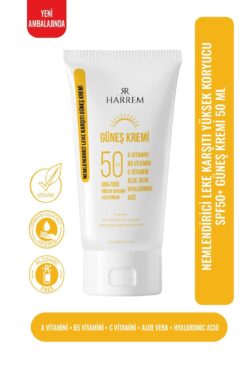 Harrem Leke Karşıtı Aydınlatıcı & Spf50 Yüksek Koruma, Gül Mayası Özlü, Nemlendirici Güneş Kremi 50ml