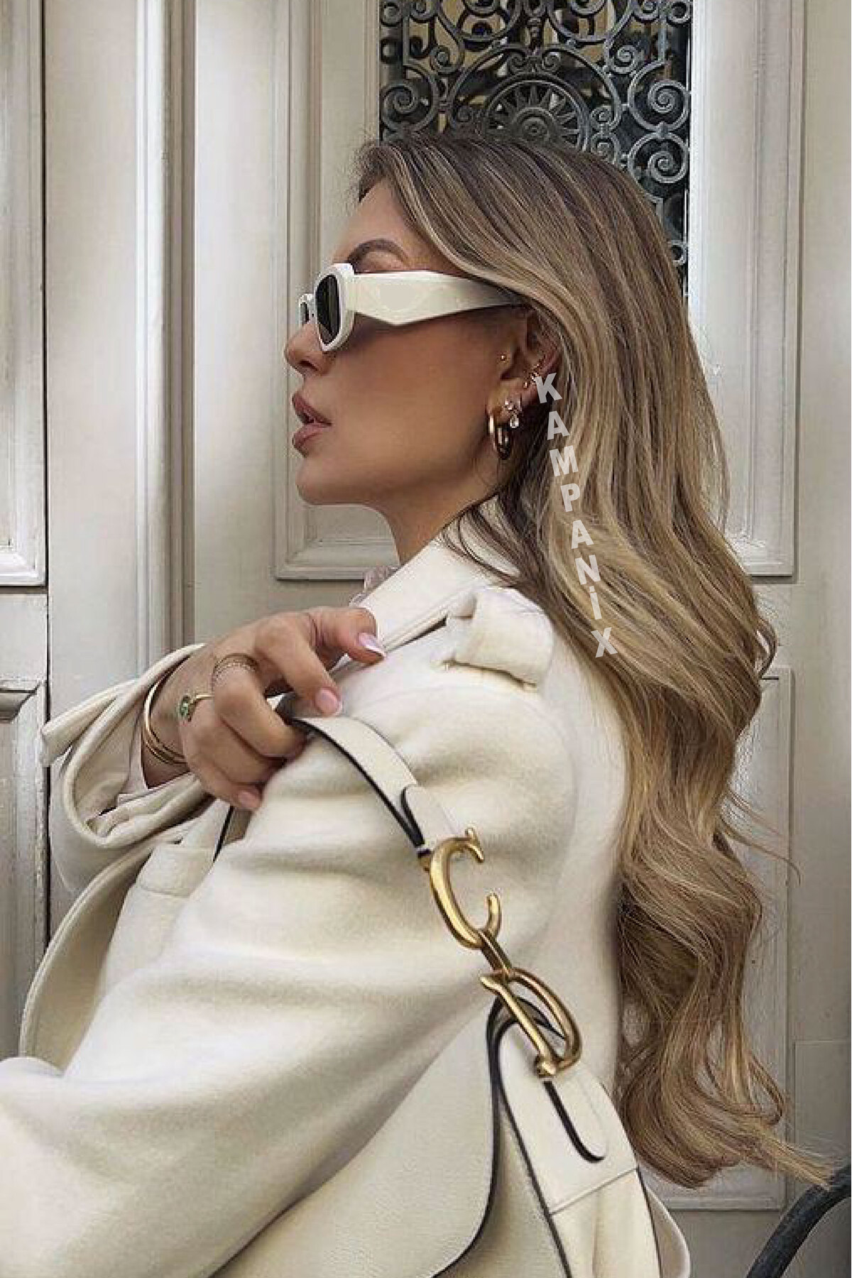 KAMPANİX YENİ SEZON MUADİL SYMBOLE MODEL BEYAZ RENK TREND GÜNEŞ GÖZLÜĞÜ - Görsel 2