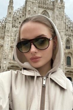 REN EYEWEAR REN Sepia Air Unisex Yeşil Cam Kahverenk Çerçeve Pilot Güneş Gözlüğü | UV400 Koruma