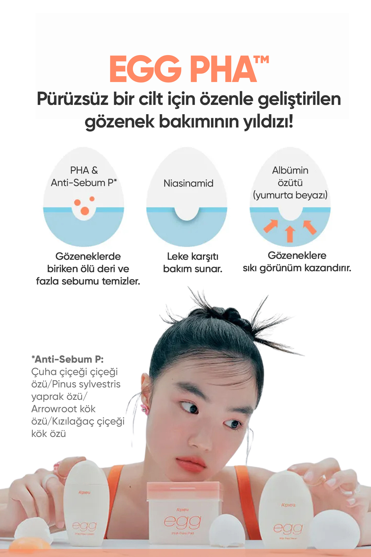 Missha Cilde Aydınlık ve Pürüzsüz Görünüm Kazandıran Gözenek Karşıtı Krem A'PIEU Egg Pha Pore Cream - Görsel 2