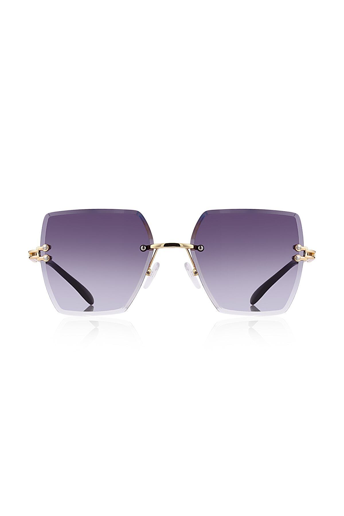 Kinary Kadın Kristal Modeli Çok Renkli Metal Güneş Gözlüğü Siyah No:4 - Görsel 2