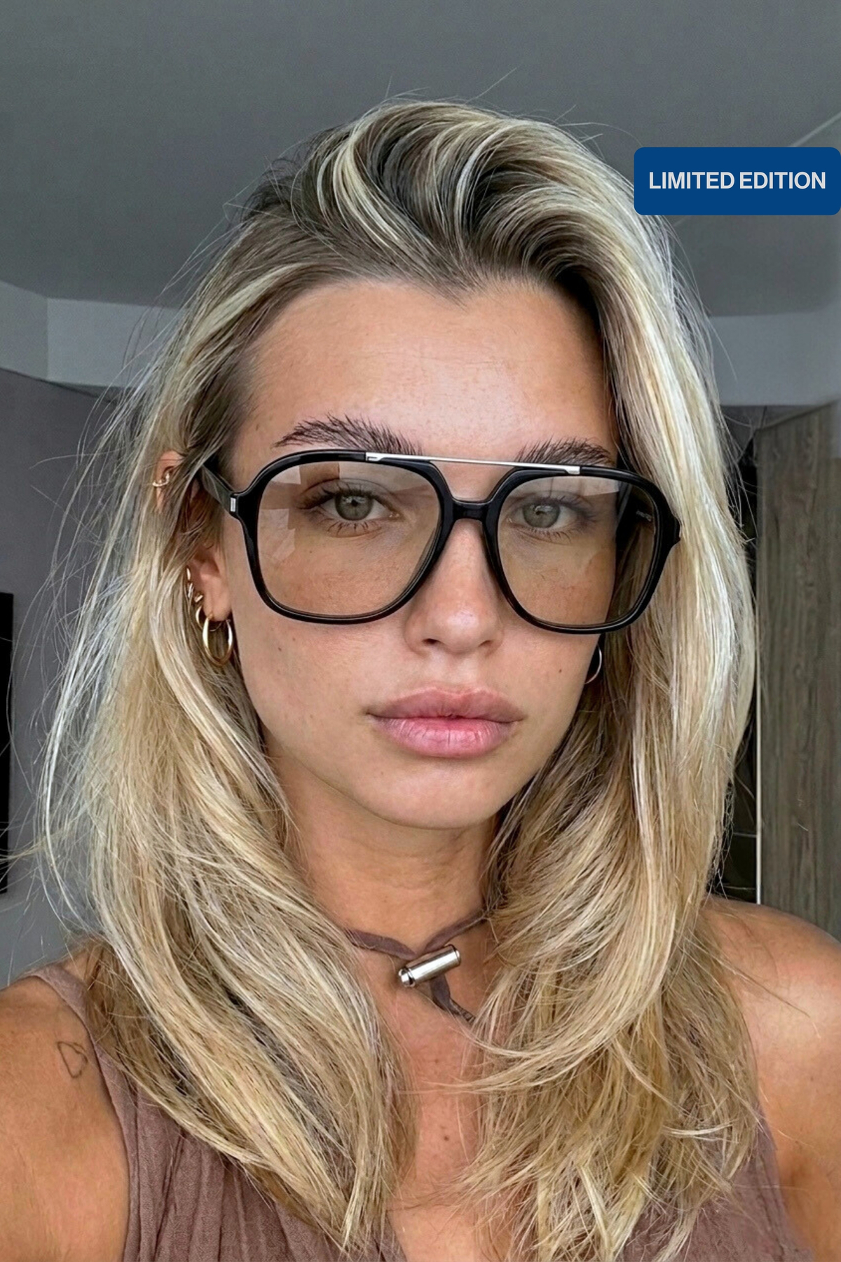 REN EYEWEAR ELORA Oversize Köşeli Pilot Kadın Güneş Gözlüğü Siyah Çerçeve UV400 Limited Edition