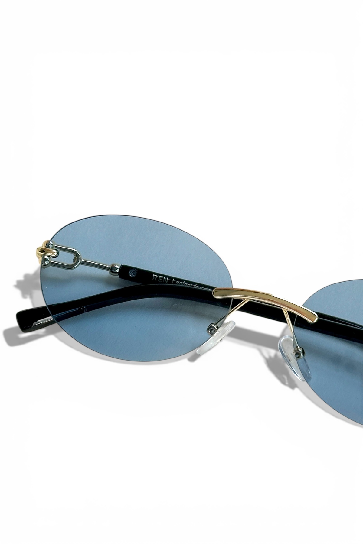 REN EYEWEAR DERLA Metal Oval Kadın Güneş Gözlüğü Mavi Cam | Gold Detaylı UV400 Korumalı Minimal Uv400 - Görsel 2