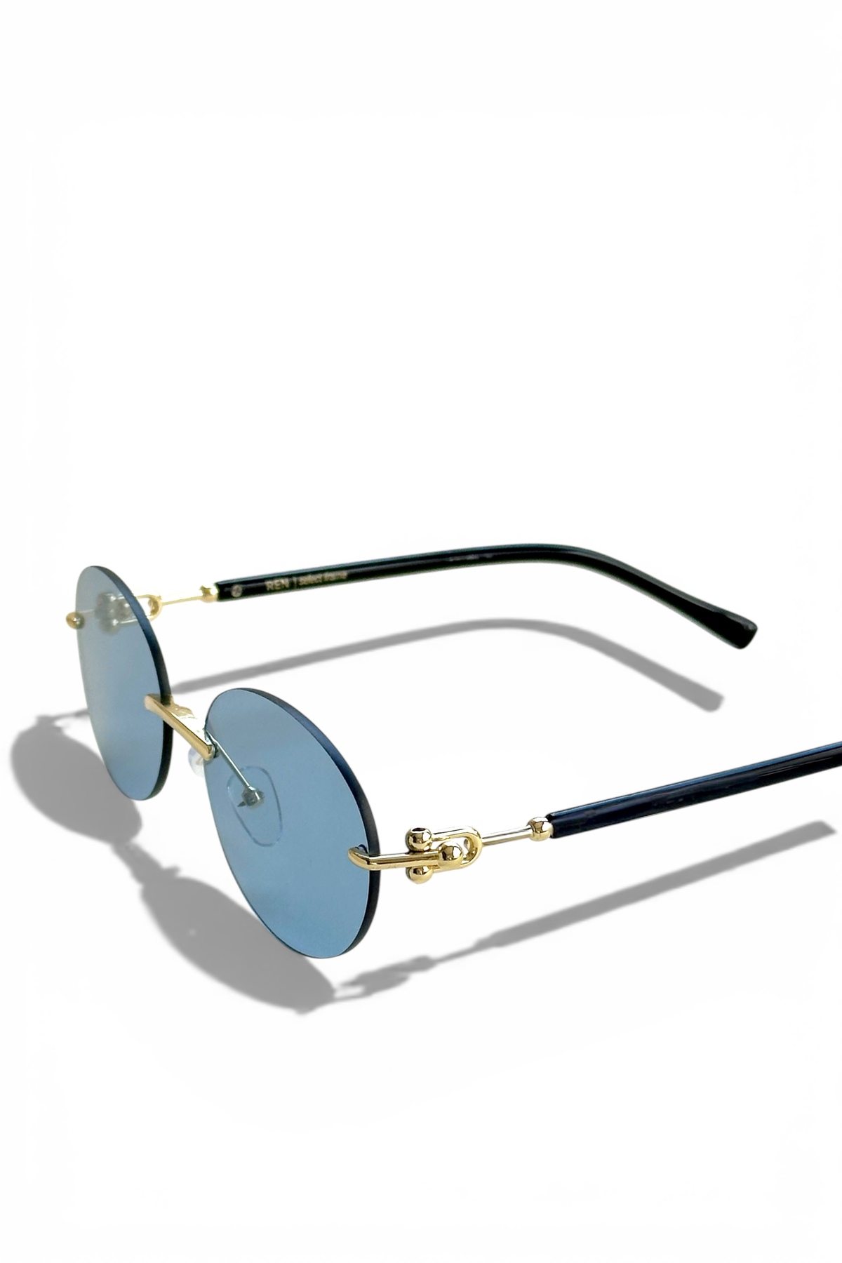 REN EYEWEAR DERLA Metal Oval Kadın Güneş Gözlüğü Mavi Cam | Gold Detaylı UV400 Korumalı Minimal Uv400 - Görsel 3