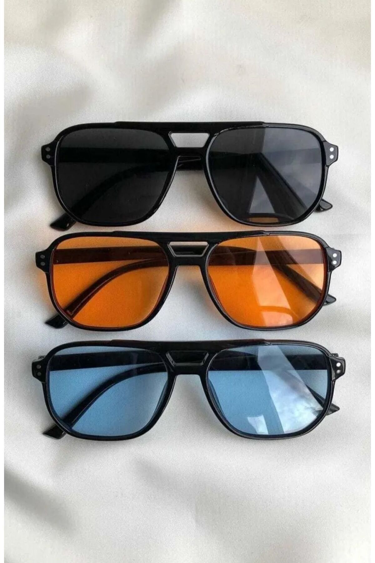 ModaLucci Yeni Sezon Renkli Camlı Unisex 3'lü Güneş Gözlüğü Seti