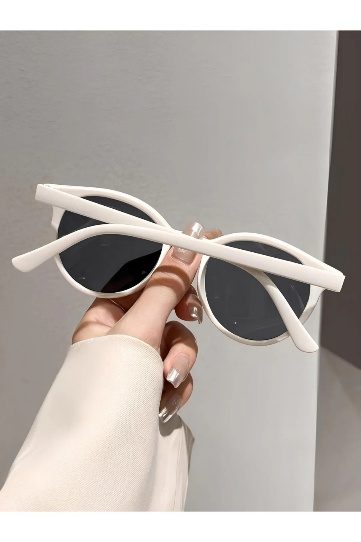 LUPİX Unisex Vintage Güneş Gözlüğü Beyaz - Görsel 2