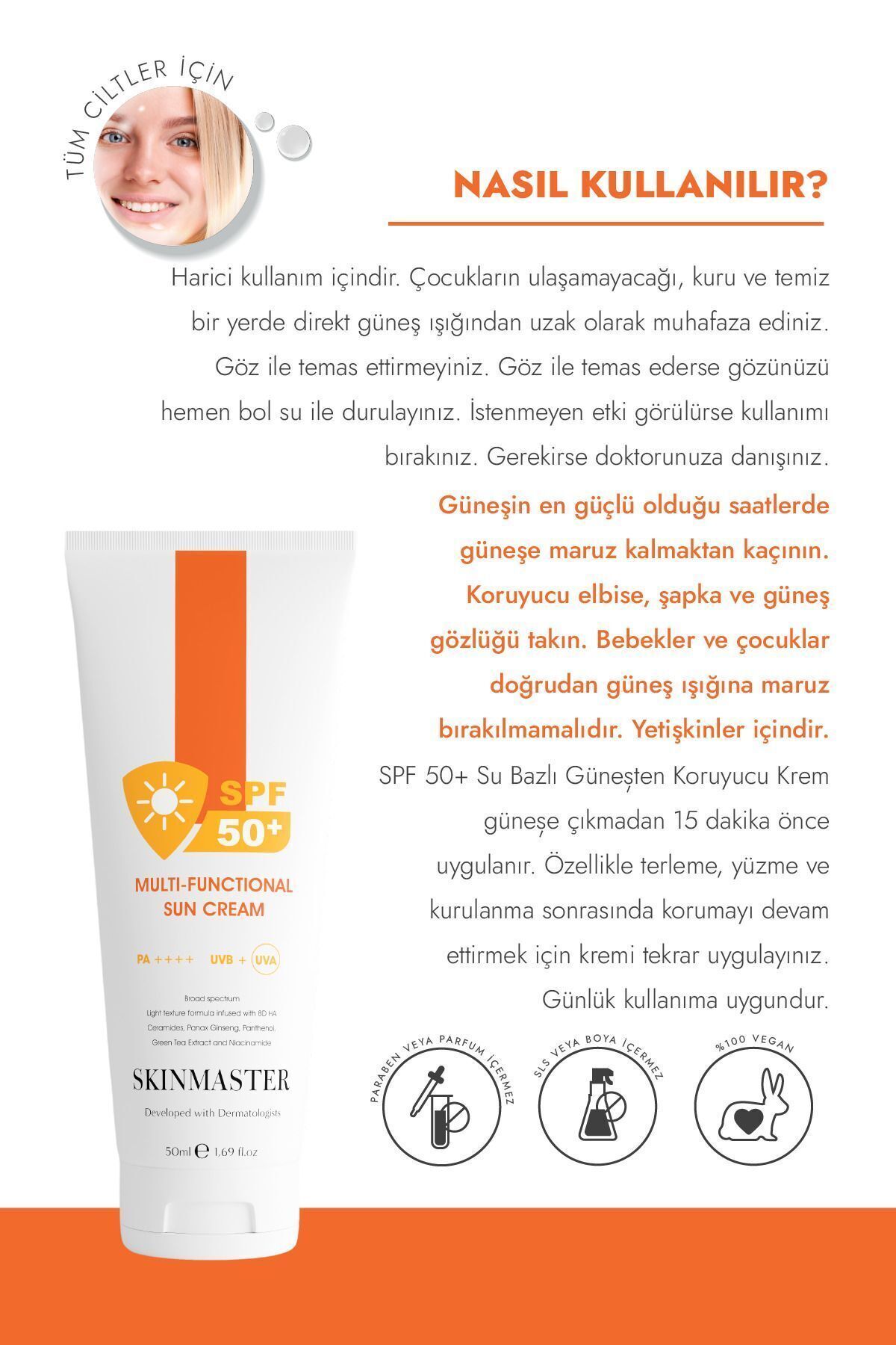SkinMaster SPF 50+ Çok Fonksiyonlu Nemlendirici ve Bariyer Onarıcı Güneş Kremi | Yeni Nesil Filtre - Görsel 3
