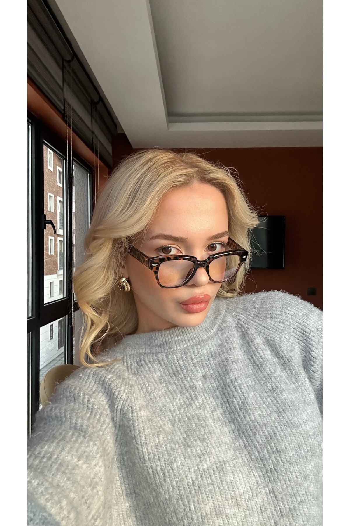 TomyHelf Leopar Desenli Kahve camlı Unisex Güneş Gözlüğü UV400 Korumalı - Görsel 2