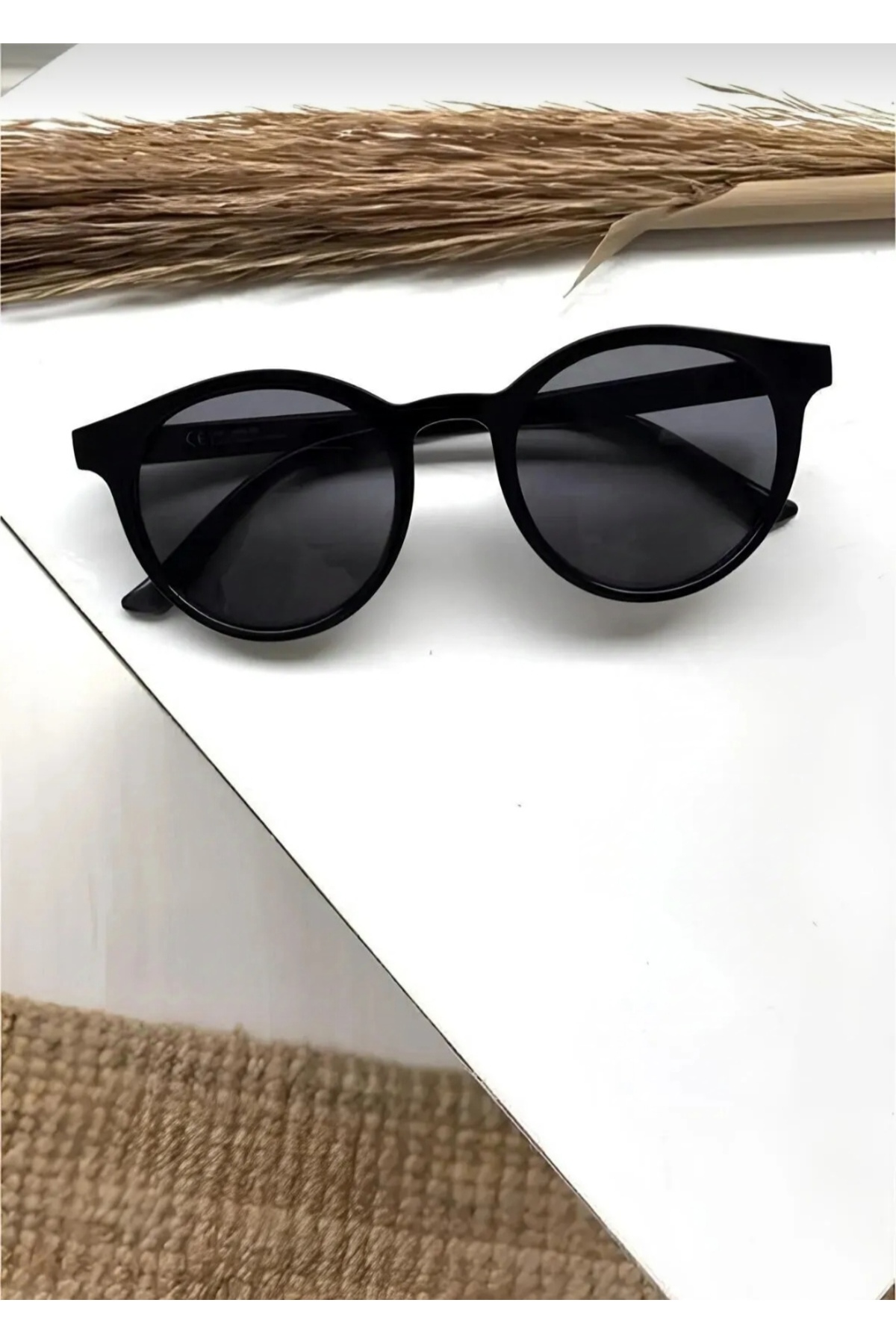 modamore Yuvarlak unisex siyah Güneş gözlüğü