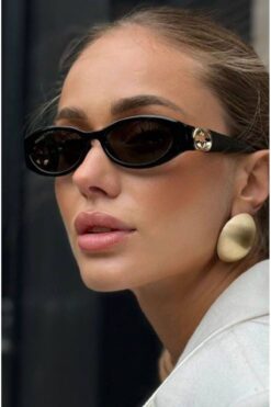 Bubbleatelier Siyah kemik çerçeve güneş gözlüğü