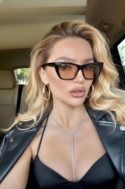 Goldmine Unisex Cat Eye Kare Güneş Gözlüğü Siyah Turuncu