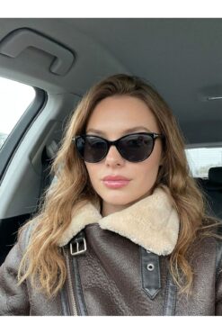 funeyes Catte Siyah Cat Eye Güneş Gözlüğü T Gold Aksesuarlı