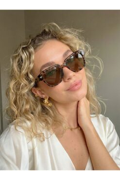 funeyes Stane Leopar Desenli Kahverengi Camlı popüler Güneş Gözlüğü Uv400 Koruma