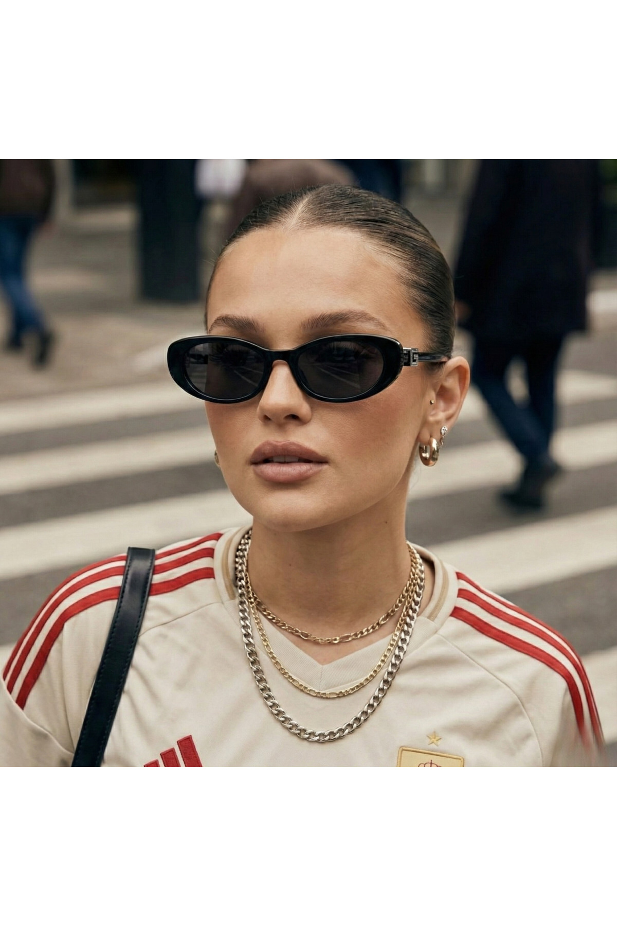 TomyHelf Siyah Oval Vintage Tarz Güneş Gözlüğü - Görsel 2