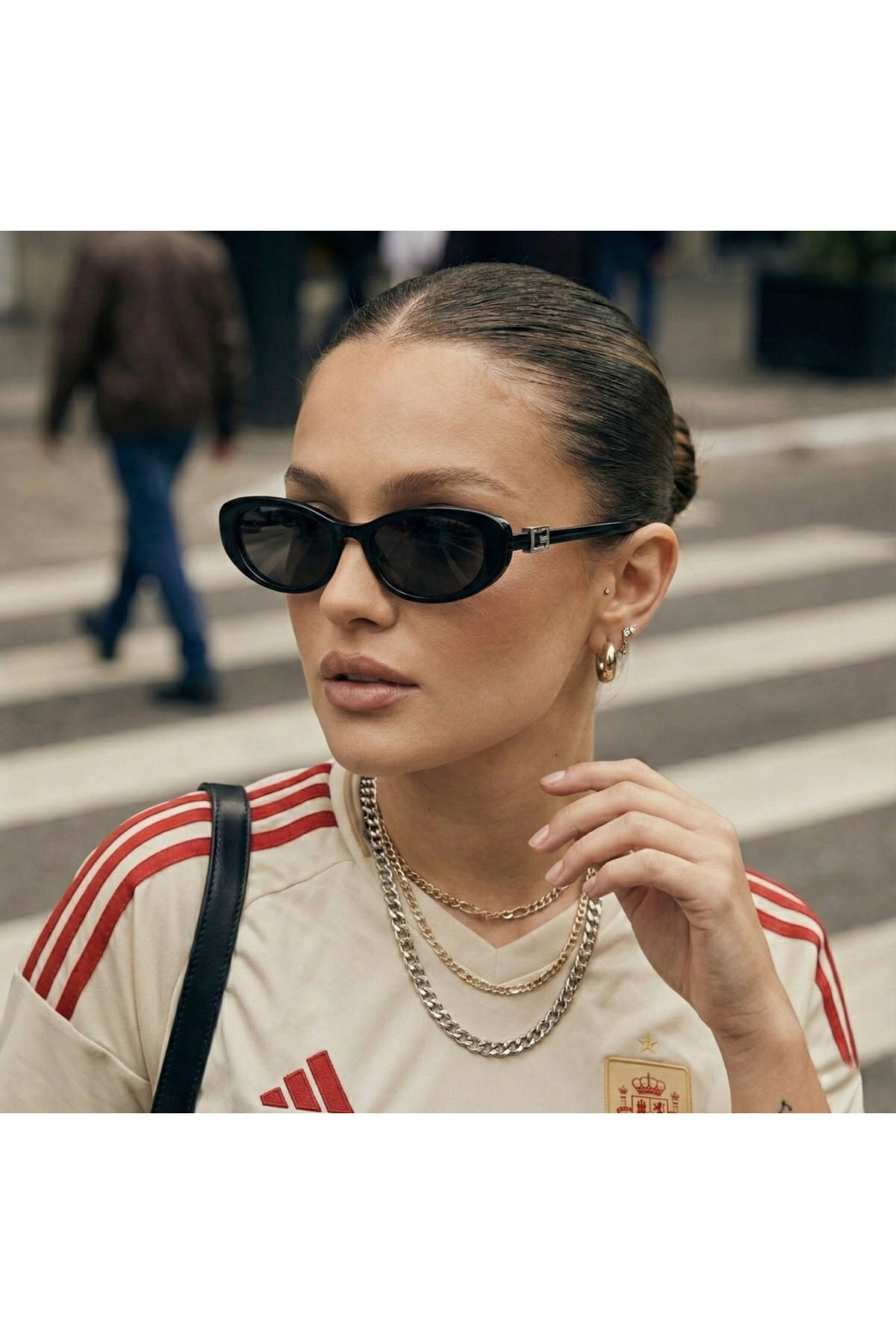 TomyHelf Siyah Oval Vintage Tarz Güneş Gözlüğü - Görsel 3