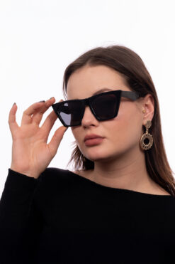 GlimmerGroove Kadın Siyah Cat Eye Köşeli Güneş Gözlüğü
