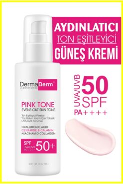 DermaDerm Ton Eşitleyici Aydınlatıcı Güneş Kremi 100ml – Sunblock Tone Up Base Pink Spf50 /pa