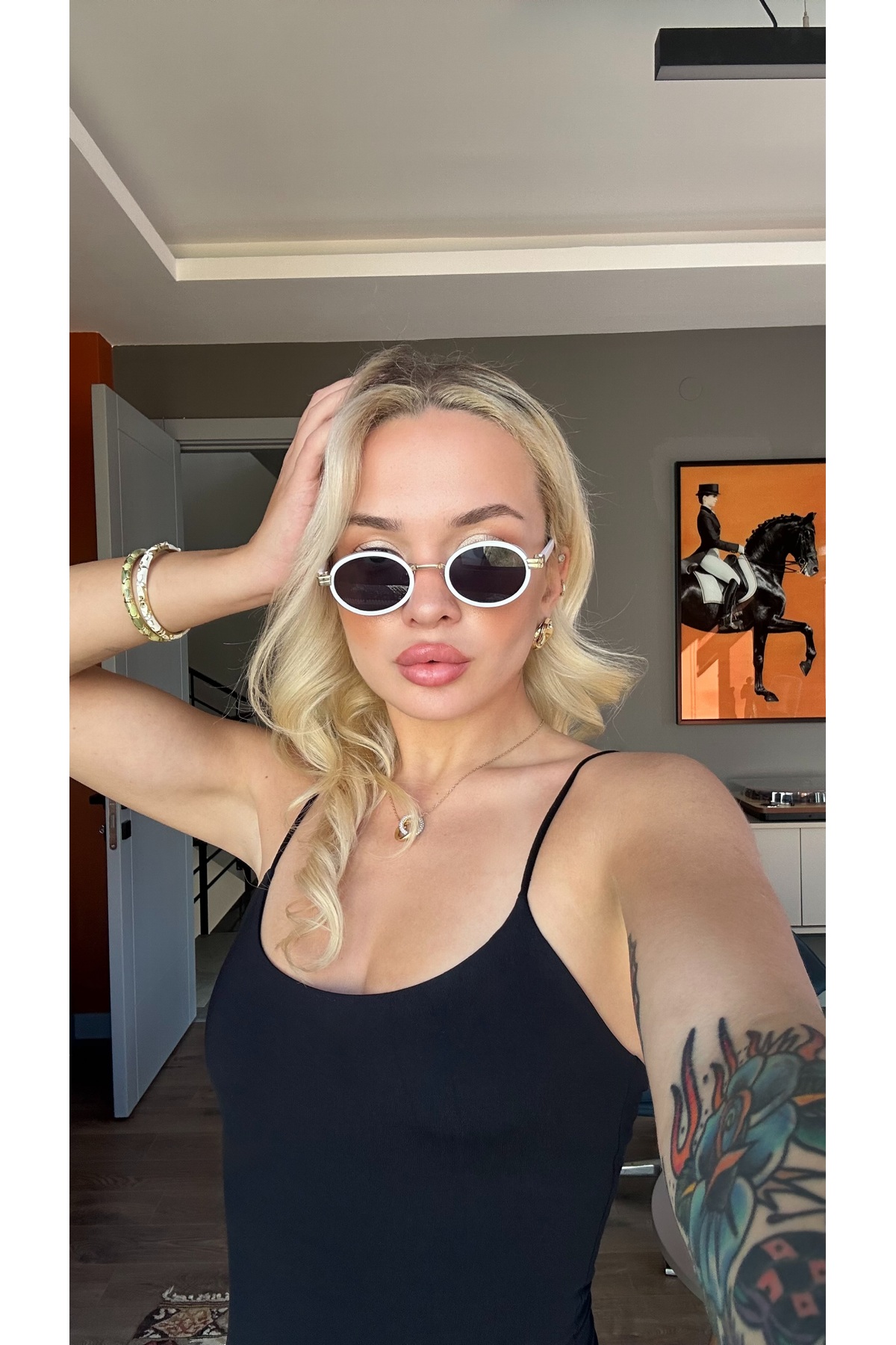 Angel Eyes Siyah Camlı Beyaz-gold Çerçeveli Unisex Güneş Gözlüğü Ae9065c7 - Görsel 3