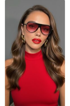 VEGA EYEWEAR Marcus Kırmızı Pilot Güneş Gözlüğü Unisex Popüler Model Gözlük Damla Modeli Uv400 Korumalı Hafif