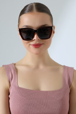 Lozzo Kadın Cat Eyes Kahverengi UV400 Güneş Gözlüğü 23026 c3