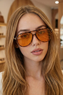 PROTCO Unisex Leopar Turuncu Camlı Damla Model Güneş Gözlüğü | UV400 Koruma