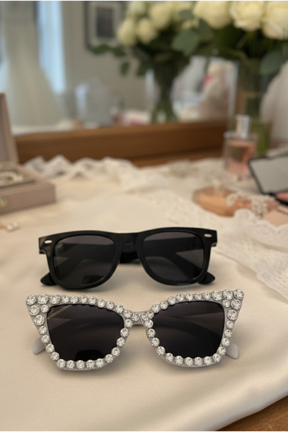 Happyline 2 Adet After Party Gözlük, Parti Gözlüğü, Taşlı Bride Gözlük, Çift Güneş Gözlüğü, Damat Gözlük - Görsel 2