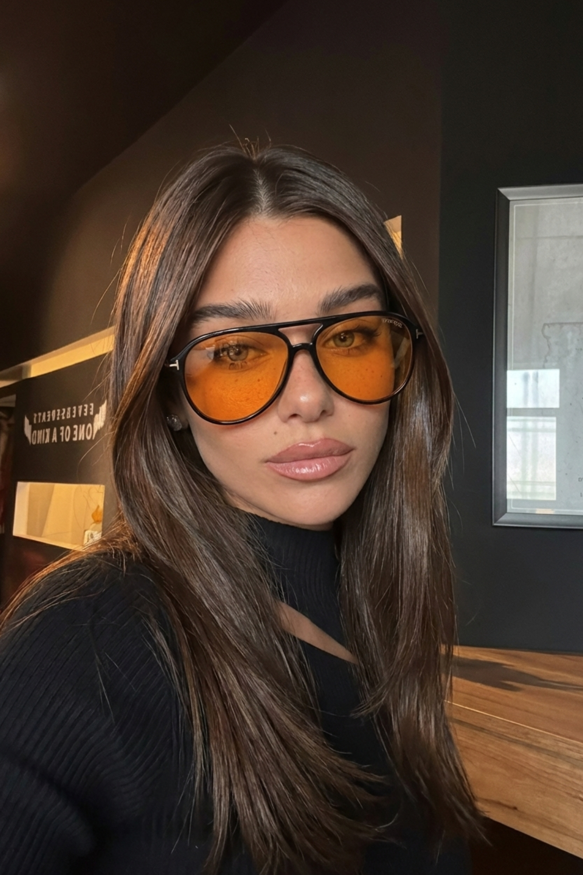 PROTCO Unisex Siyah Turuncu Camlı Damla Model Güneş Gözlüğü | UV400 Koruma