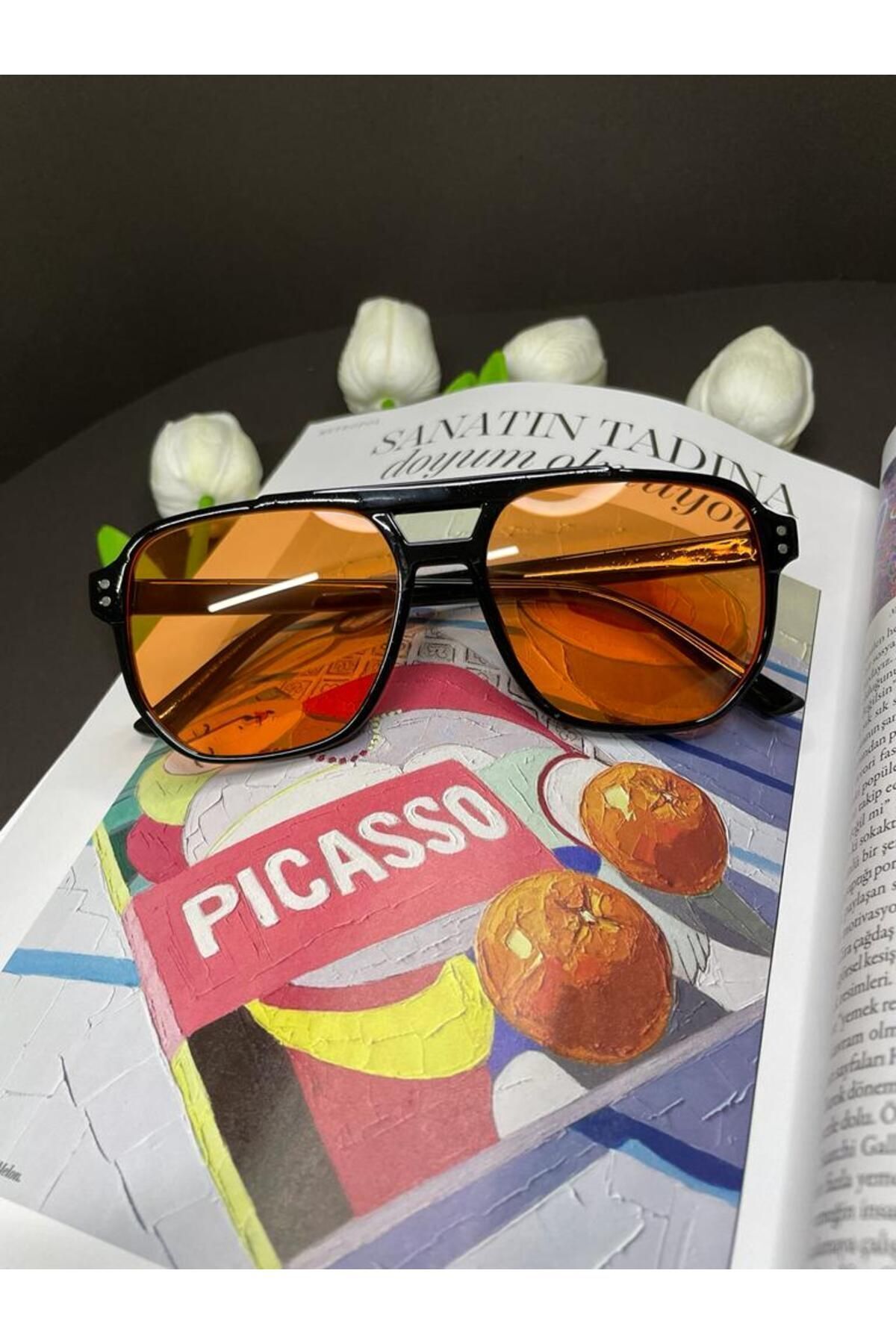 KAMPANİX Yeni Sezon Unısex Trend Model Turuncu Güneş Gözlüğü - Görsel 2