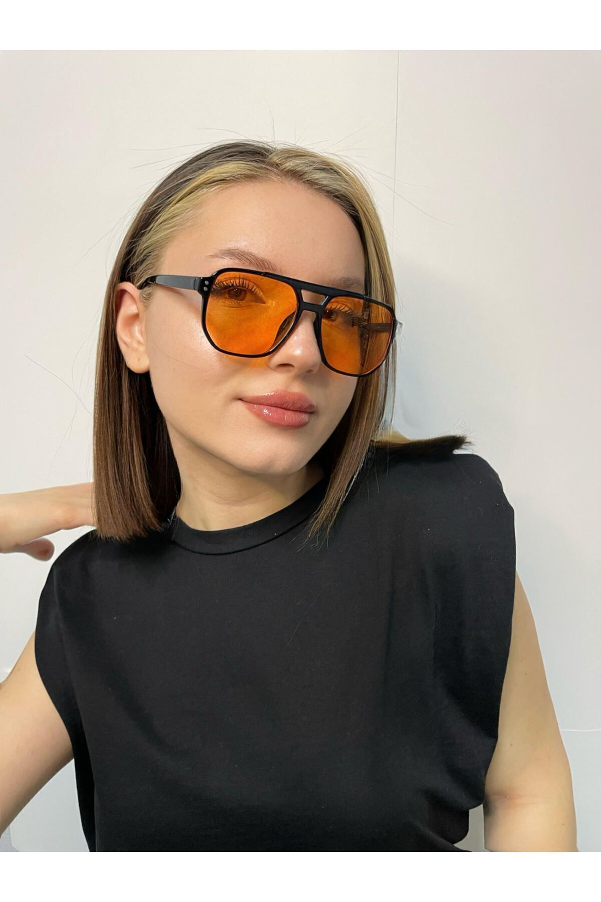 KAMPANİX Yeni Sezon Unısex Trend Model Turuncu Güneş Gözlüğü - Görsel 3