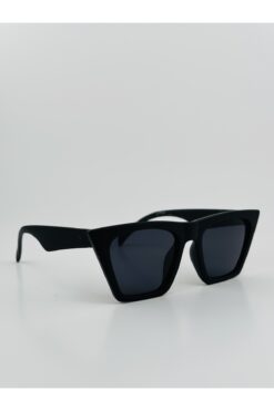 GlimmerGroove Kadın Mat Siyah Cat Eye Köşeli Güneş Gözlüğü