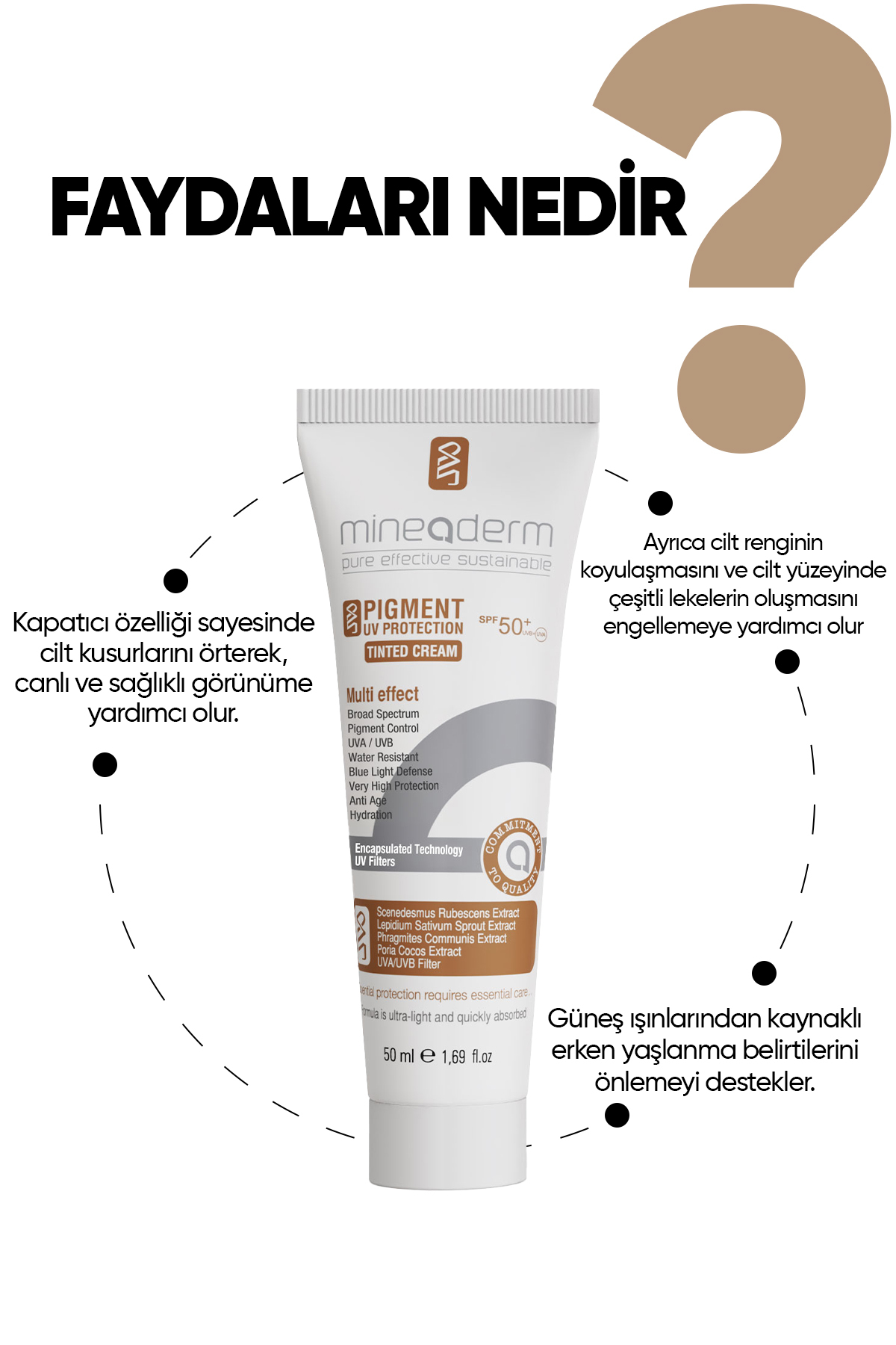 mineaderm Leke Karşıtı Renkli Güneş Kremi Spf 50+/pigment Uv Protection Tinted Cream Spf 50+ - Görsel 2
