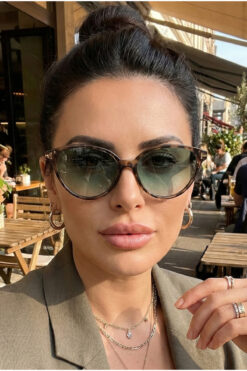 TARSS Jasmin Leopard Cat Eye Kadın Güneş Gözlüğü | Yeşil Camlı | UV400