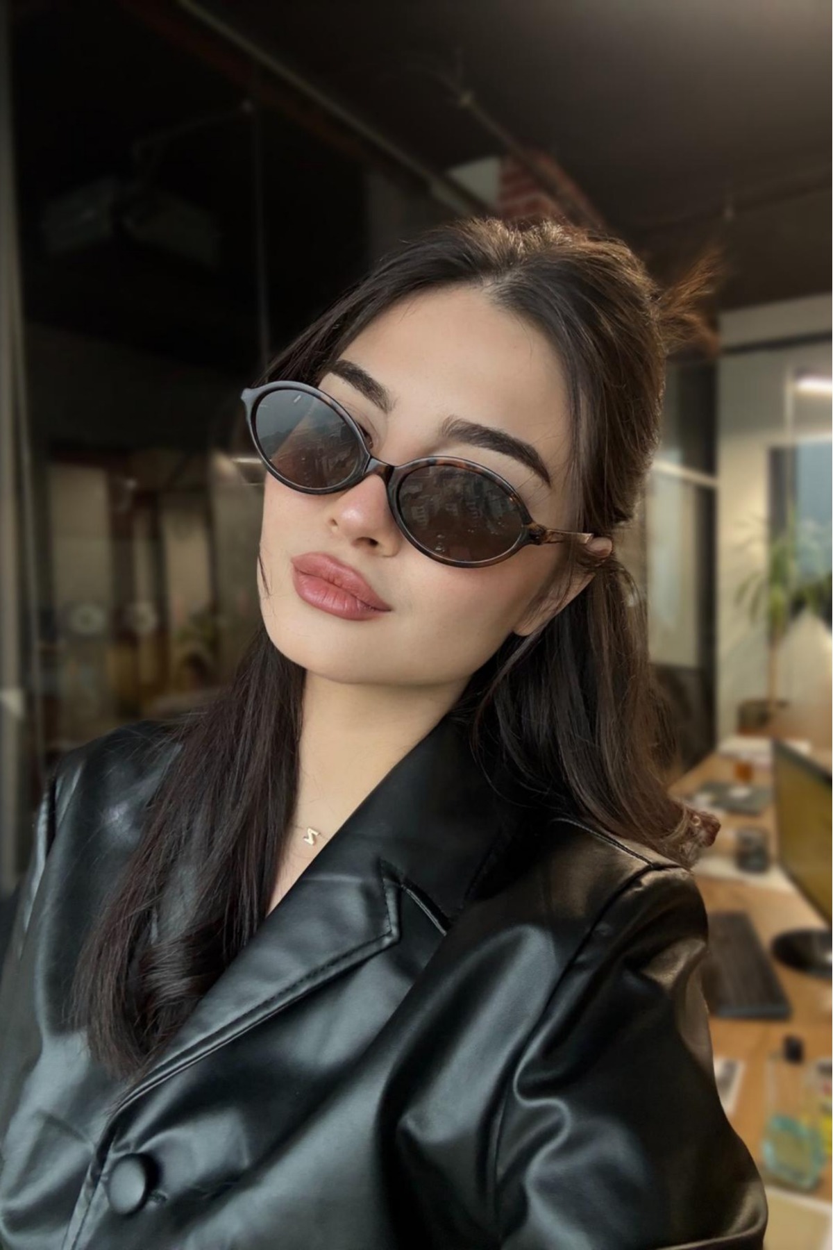 RMSMARKETİNG Leopar desenli oval güneş gözlüğü - Görsel 2