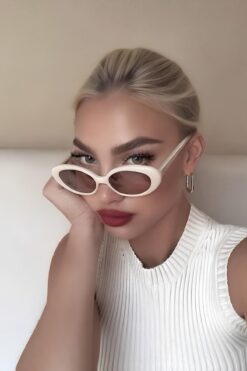 MACERATİ Cat Eye Vintage Model Oval Krem Güneş Gözlüğü