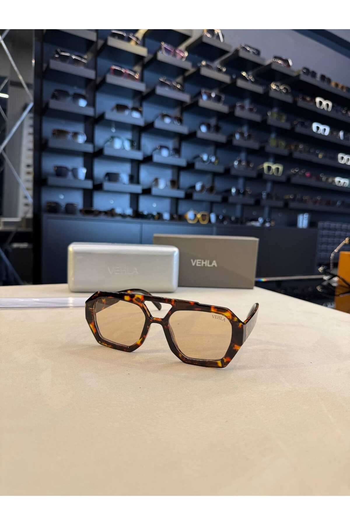 Bubbleatelier Leopar Açık Kahverengi Cam Güneş Gözlüğü