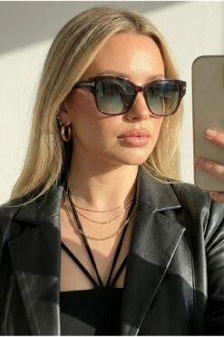 Goldmine Kadın Grande Noir Güneş Gözlüğü UV400 Kahverengi Yeşil