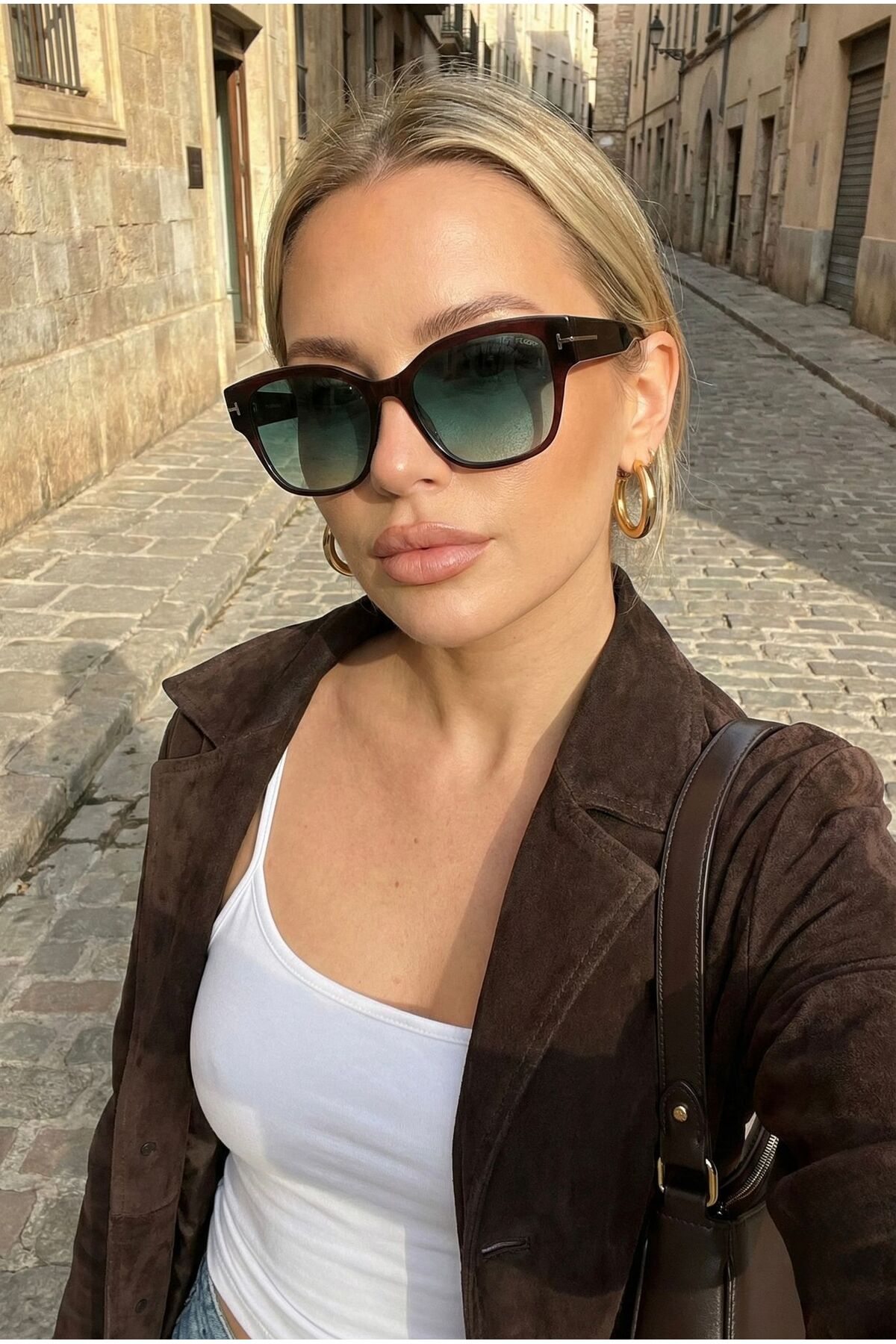 Goldmine Kadın Grande Noir Güneş Gözlüğü UV400 Kahverengi Yeşil - Görsel 2