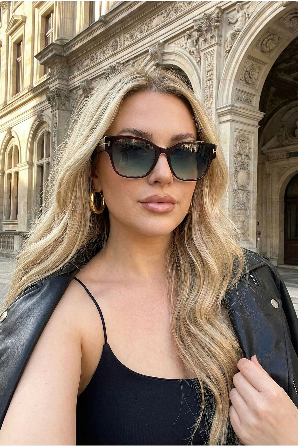 Goldmine Kadın Grande Noir Güneş Gözlüğü UV400 Kahverengi Yeşil - Görsel 3